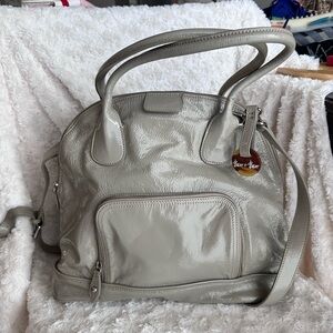 Barr + Barr Gray Genuine Leather Zip Closure Tote CrossBody Bag Medium